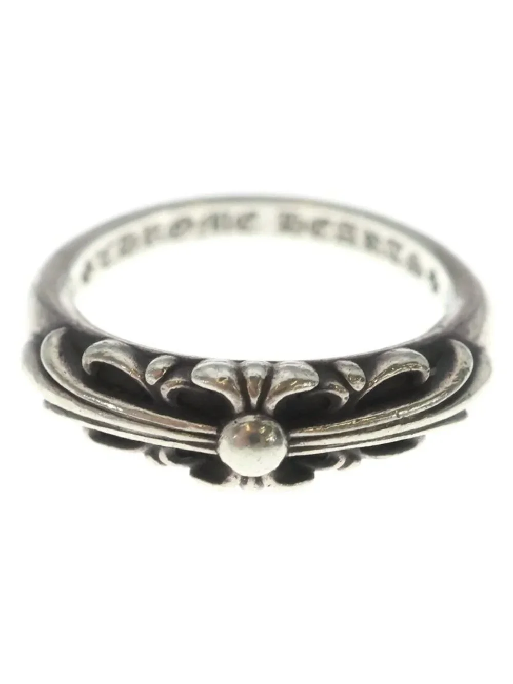 Chrome Hearts Baby Classic Babyke Classic Floral Black Sling Silver Ring